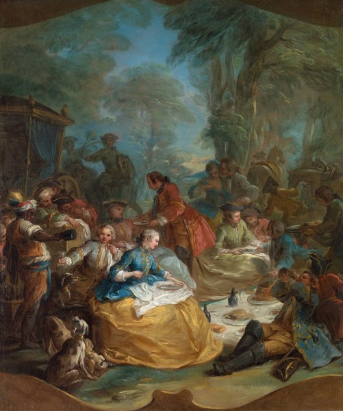 Halt of the Hunt  by Charles-Andre Van Loo - Hand-Painted Oil Painting Reproduction