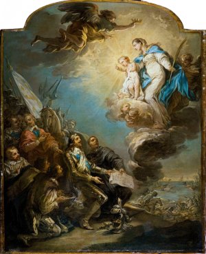 Le Voeu de Louis XIII au siege de la Rochelle by Charles-Andre Van Loo Oil Painting