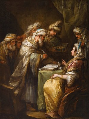 The marriage contract by Charles-Andre Van Loo Oil Painting