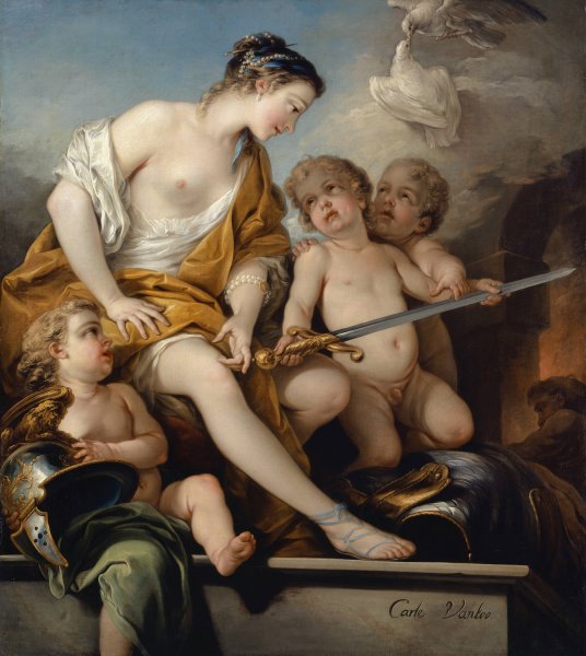 Venus And Cupids With The Arms Of Mars  by Charles-Andre Van Loo - Hand-Painted Oil Painting Reproduction