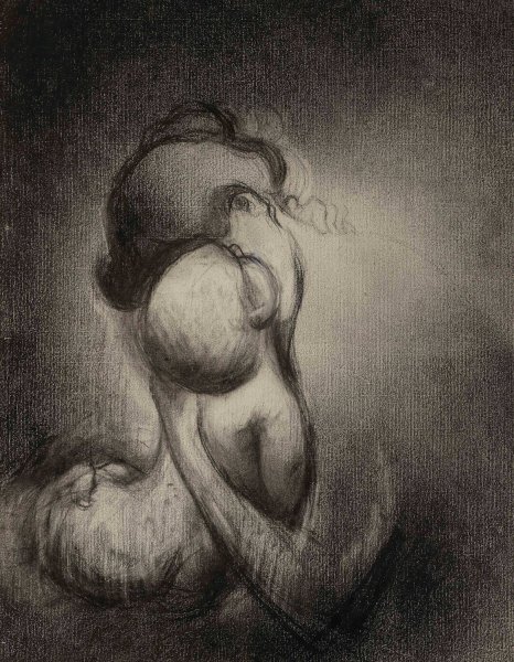 Main Product Photo of Mere embrassant son enfant Painting by Charles Angrand