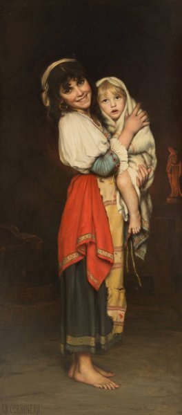 Family Happiness by Charles-Auguste Corbineau Oil Painting