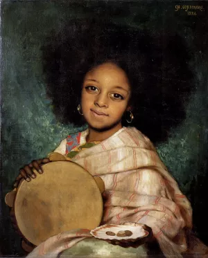 La Fille Avec Tambourin by Charles-Auguste Corbineau Oil Painting