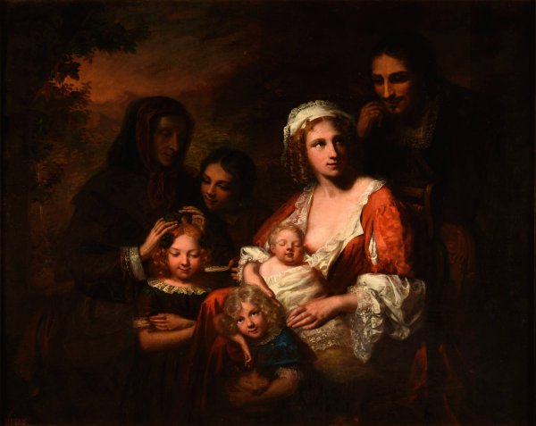 Main Product Photo of La Famille de Colbert Painting by Charles-Auguste Herbe