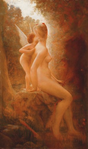 Cupid and Psyche by Charles Auguste Sellier Oil Painting