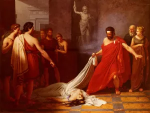 Egisthe, Croyant Decouvrir Le Corps D'oreste Mort, Decouvre Celui De Clytemnestre by Charles Auguste Van Den Berghe - Oil Painting Reproduction