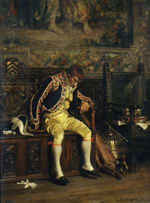 A Footman Sleeping by Charles Bargue Oil Painting