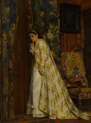 Behind Closed Doors by Charles Baugniet Oil Painting
