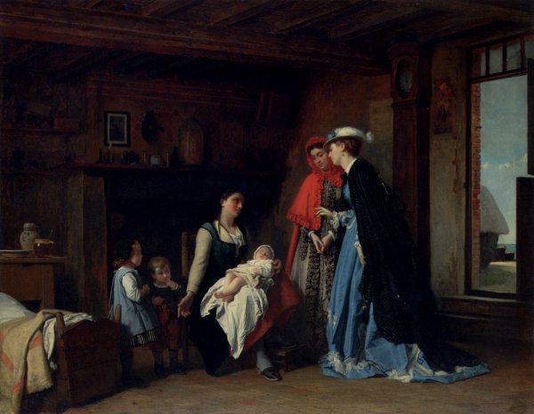 Main Product Photo of La Visite De La Nourrice Painting by Charles Baugniet