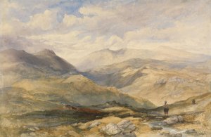 Highland Landscape with Figures by Charles Bentley Oil Painting