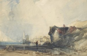 View on the Coast at Deal by Charles Bentley Oil Painting
