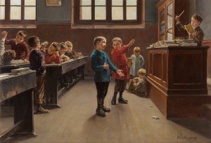 Concert in the Classroom by Charles-Bertrand D'Entraygues Oil Painting