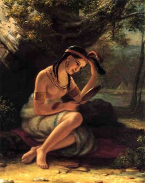 Indian Girl at Her Toilett by Charles Bird King Oil Painting