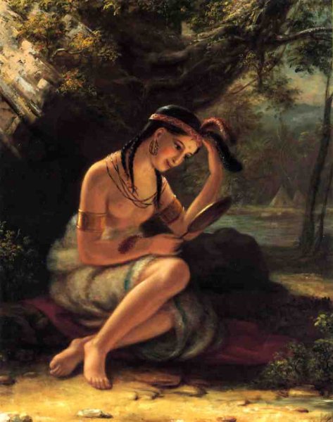 Indian Girl at Her Toilett by Charles Bird King - Hand-Painted Oil Painting Reproduction
