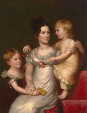 Sarah Weston Seaton with her Children Augustine and Julia by Charles Bird King Oil Painting