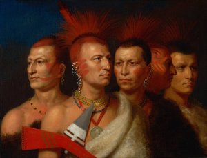 Young Omahaw, War Eagle, Little Missouri, And Pawnees by Charles Bird King Oil Painting