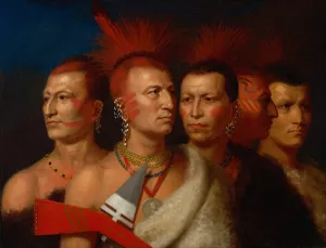 Young Omahaw, War Eagle, Little Missouri, And Pawnees by Charles Bird King Oil Painting