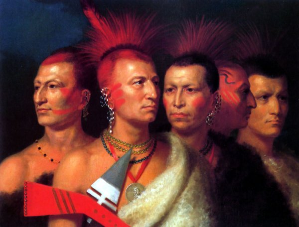 Main Product Photo of Young Omahaw, War Eagle, Little Missouri, and Pawnees Painting by Charles Bird King