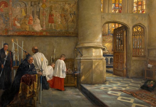 Main Product Photo of Before Blessing at the Church of Hoogstraten  Painting by Charles Boom