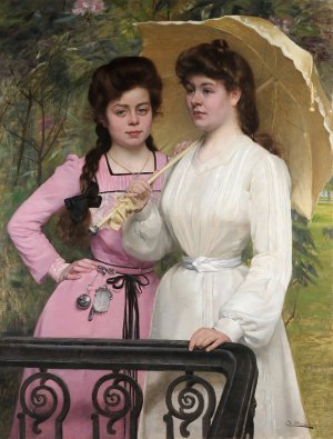 Sisters by Charles Boom Oil Painting