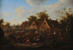 La guerre en Flandre by Charles Breydel Oil Painting
