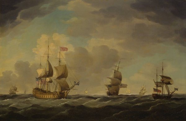 An English Flagship Under Easy Sail in a Moderate Breeze  by Charles Brooking - Hand-Painted Oil Painting Reproduction