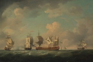 The Capture of the 'Marquis d'Antin'and the 'Louis Erasme' by Charles Brooking Oil Painting