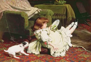 A Mischievous Puppy by Charles Burton Barber - Oil Painting Reproduction