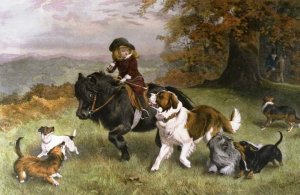 A Scratch Pack by Charles Burton Barber Oil Painting