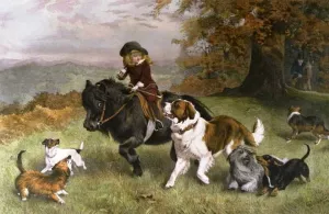 A Scratch Pack by Charles Burton Barber Oil Painting