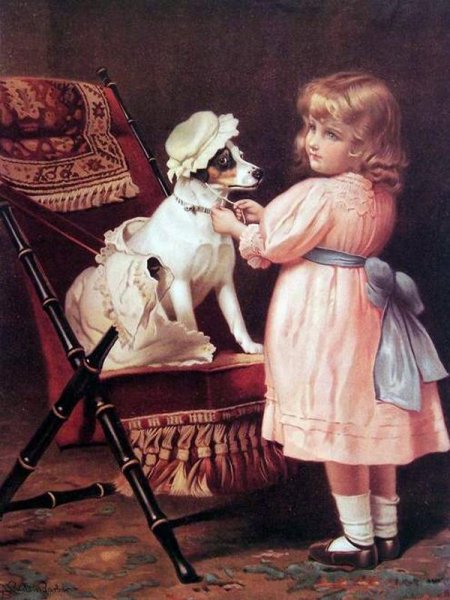 Main Product Photo of How Like Grandma Painting by Charles Burton Barber