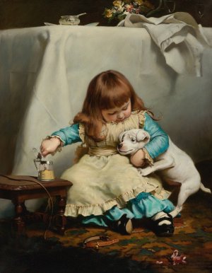 Once Bit, Twice Shy by Charles Burton Barber Oil Painting