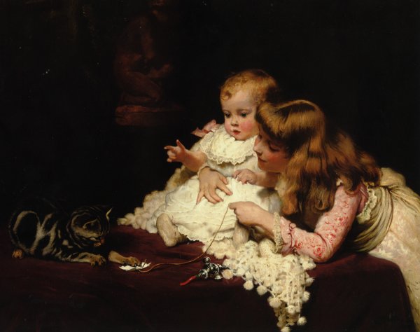 Main Product Photo of Playmates Painting by Charles Burton Barber