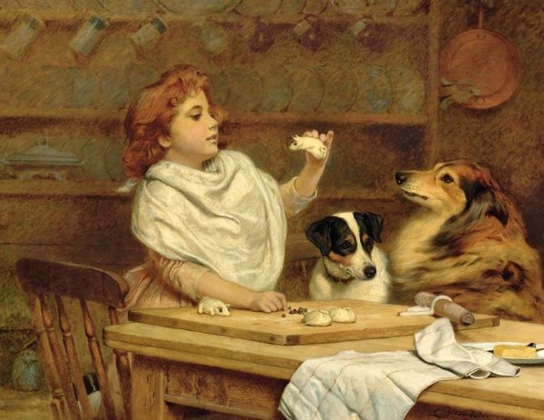 Main Product Photo of The Little Baker With Her Two Assistants Painting by Charles Burton Barber