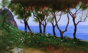 Cesina Landscape: Study for 'Twilight and Poppies by Charles Caryl Coleman Oil Painting