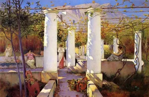 In the Shade of the Vines, Capri by Charles Caryl Coleman - Oil Painting Reproduction