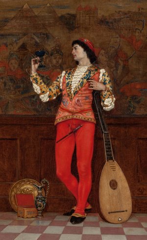 Interior with Lute Player by Charles Caryl Coleman Oil Painting
