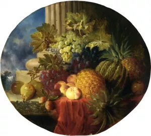 Still Life with Pineapple and Grapes Oil painting by Charles Caryl Coleman