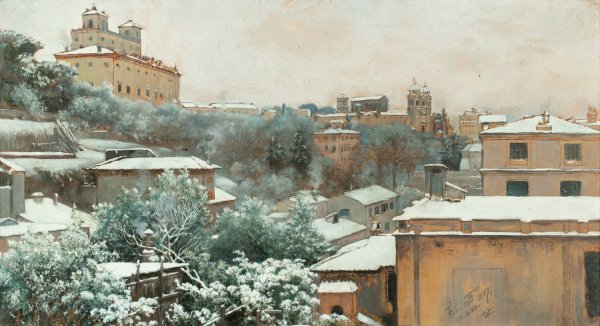 Main Product Photo of View Of The Pincio In Rome, With The Villa Medici And The Trinita Dei Monti  Painting by Charles Caryl Coleman