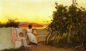 Vintage Time in a Capri Garden by Charles Caryl Coleman Oil Painting