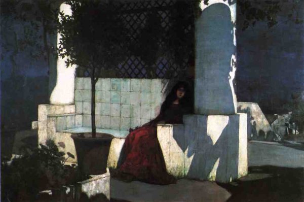 Main Product Photo of Woman Sitting in the Moonlight Painting by Charles Caryl Coleman
