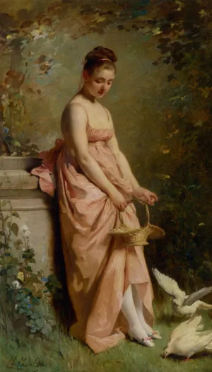 Feeding Doves Oil painting by Charles Chaplin