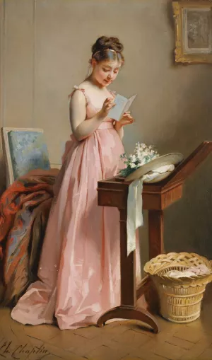 Fille A La Lecture by Charles Chaplin Oil Painting