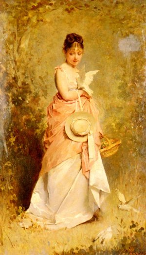 La Jeune Fille Aux Colombes Oil painting by Charles Chaplin