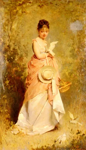 La Jeune Fille Aux Colombes painting by Charles Chaplin