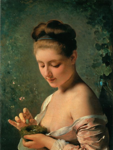 La Ragazza col Nido by Charles Chaplin - Hand-Painted Oil Painting Reproduction