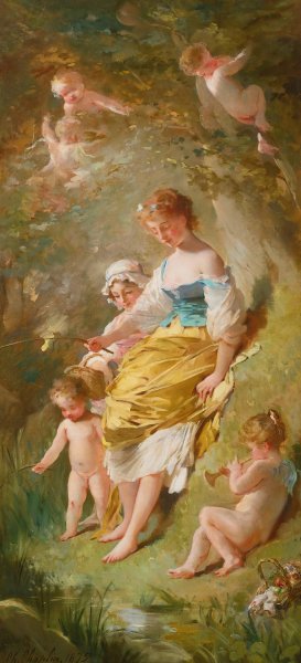 Les Petits Pecheurs by Charles Chaplin Oil Painting