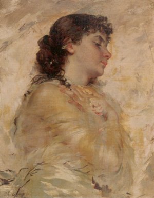 Portrait of a Young Woman in Profile Oil painting by Charles Chaplin