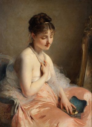 The Pearl-necklace by Charles Chaplin Oil Painting