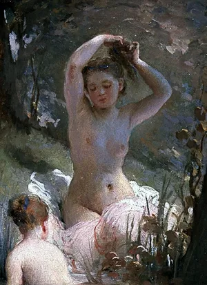 Two Girls Bathing by Charles Chaplin - Oil Painting Reproduction